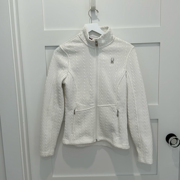 Spyder Zipper Knit Cardigan with Silver Metallic Logos - Size Medium - Picture 1 of 7